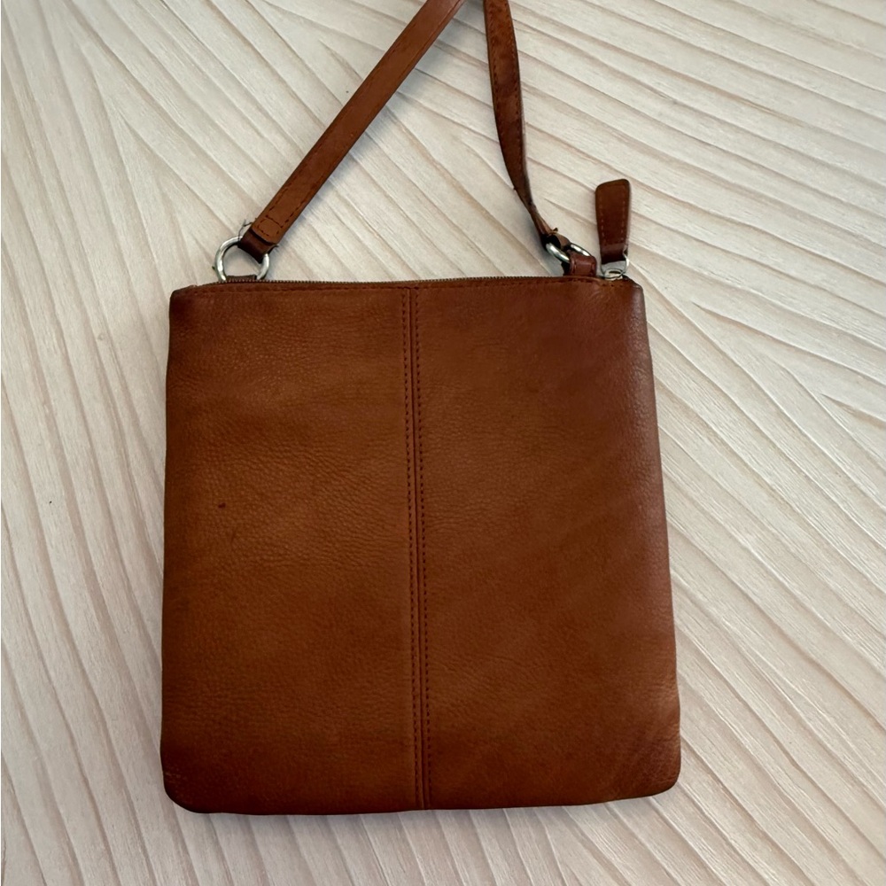 Fossil Brown Leather Bag with Silver Key Accent - Picture 4 of 8